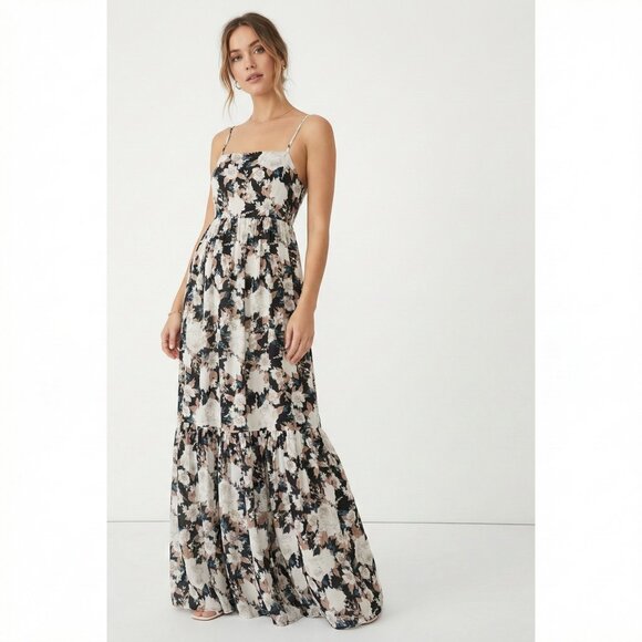 Abercrombie & Fitch Dresses & Skirts - Abercrombie & Fitch Tiered Floral Maxi Dress Black White Cotton Small